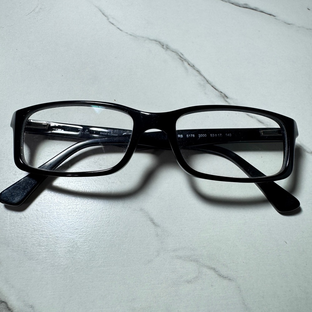 Ray-Ban RB 5178 2000 Black Rectangular Eyeglasses Frames 53-17-140